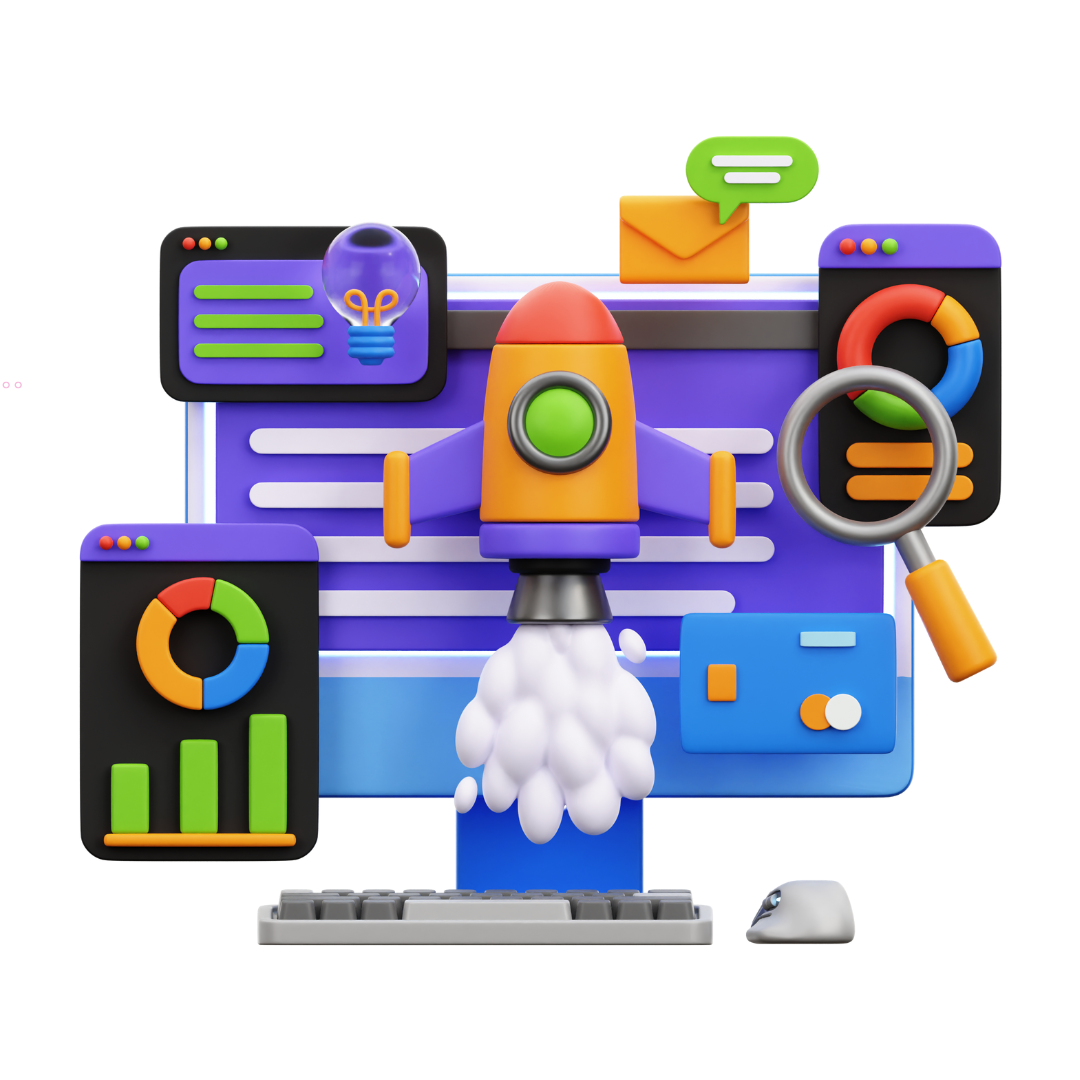 purple and pink 3d illustrative modern digital marketing agency banner (1080 x 1080 px)